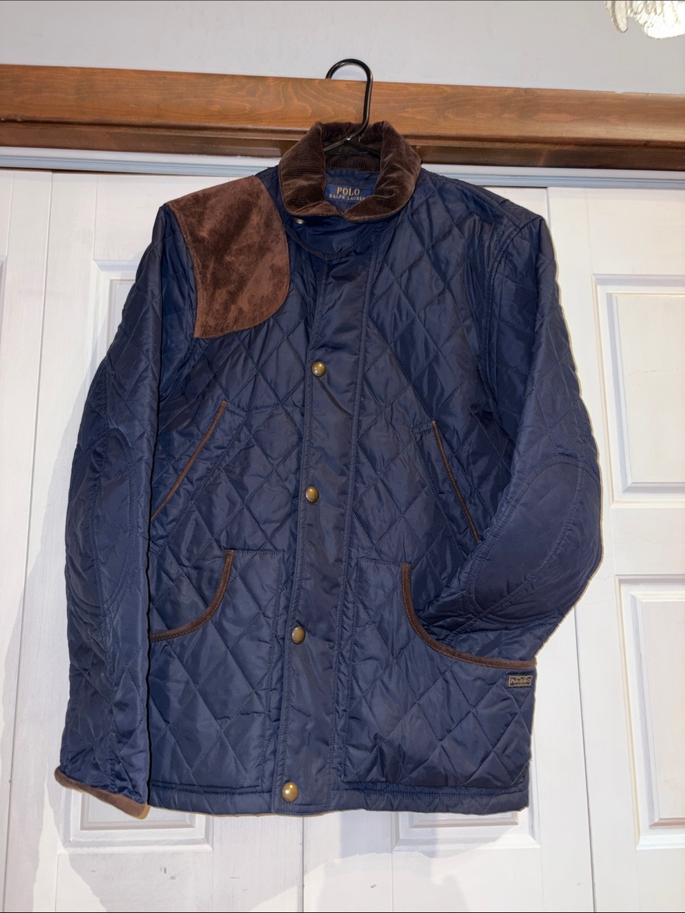 Polo by Ralph Lauren Navy Quilted Jacket with Brown Suede Accents - Picture 1 of 12